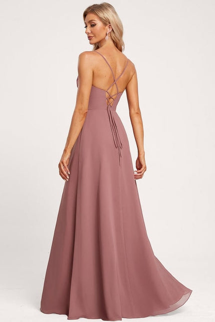 Robe de Soirée Mousseline Beige - gallery 3