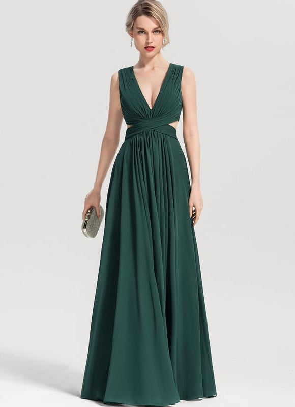 Robe de Soirée Fluide Émeraude