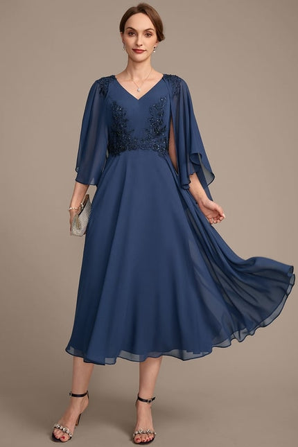 Robe de Soirée Élégance Marine Chiffon - gallery 1