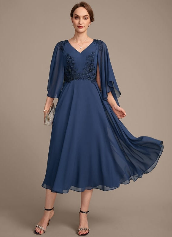 Robe de Soirée Élégance Marine Chiffon - gallery 1