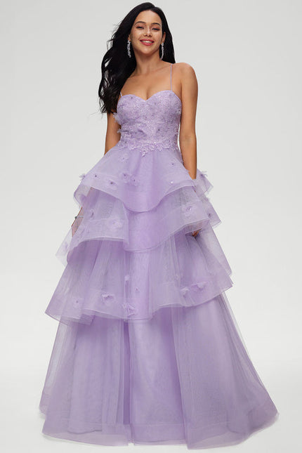 Robe de Soirée Lavande Étoilée