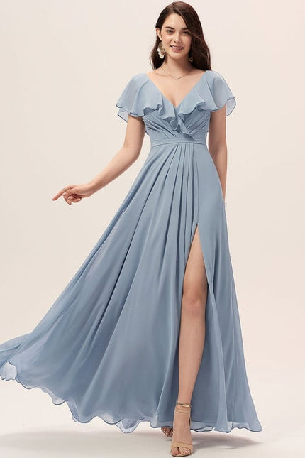 Robe de Soirée Mousseline Beige