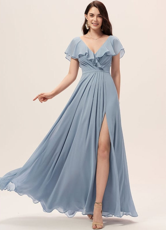 Robe de Soirée Mousseline Beige