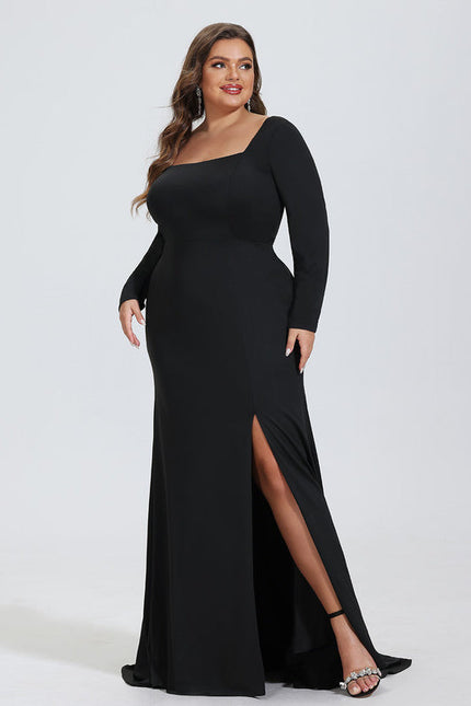 Robe Longue Noire Jersey Soirée Avec Traîne - gallery 6