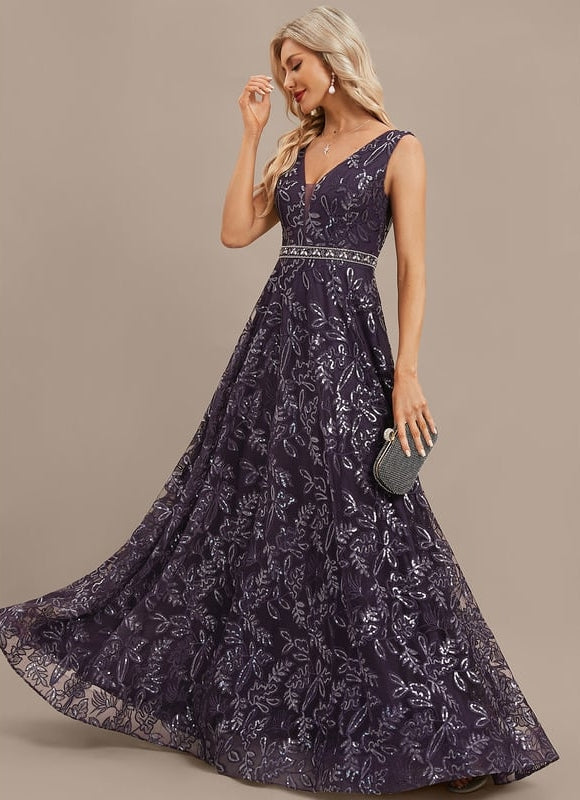 Robe de Soirée Violet Éclat Floral - gallery 3