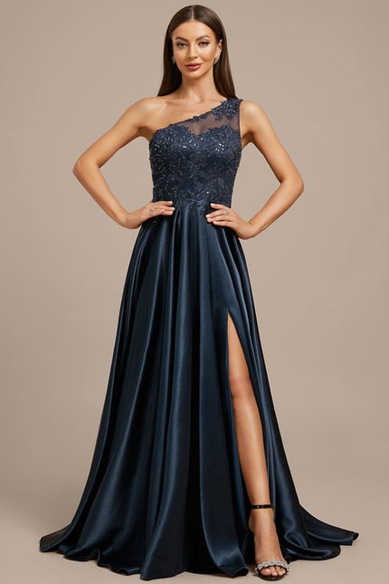 Robe De Soirée Dentelle Asymétrique - gallery 2
