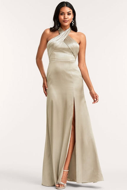 Robe de Soirée Satin Bleu Clair - gallery 2