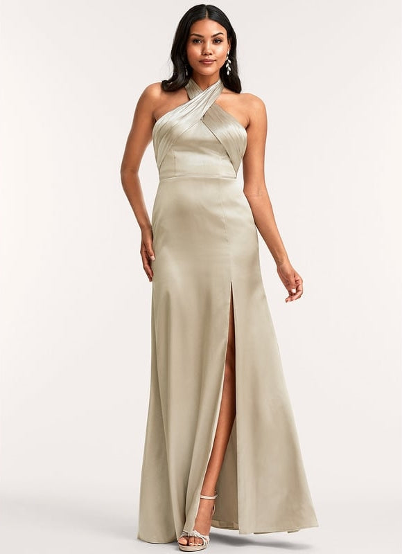 Robe de Soirée Satin Bleu Clair - gallery 2