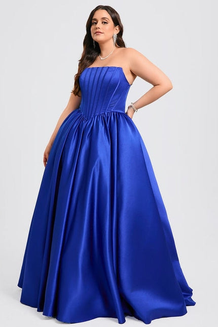 Robe de Soirée Satin Luxe Bleu - gallery 8