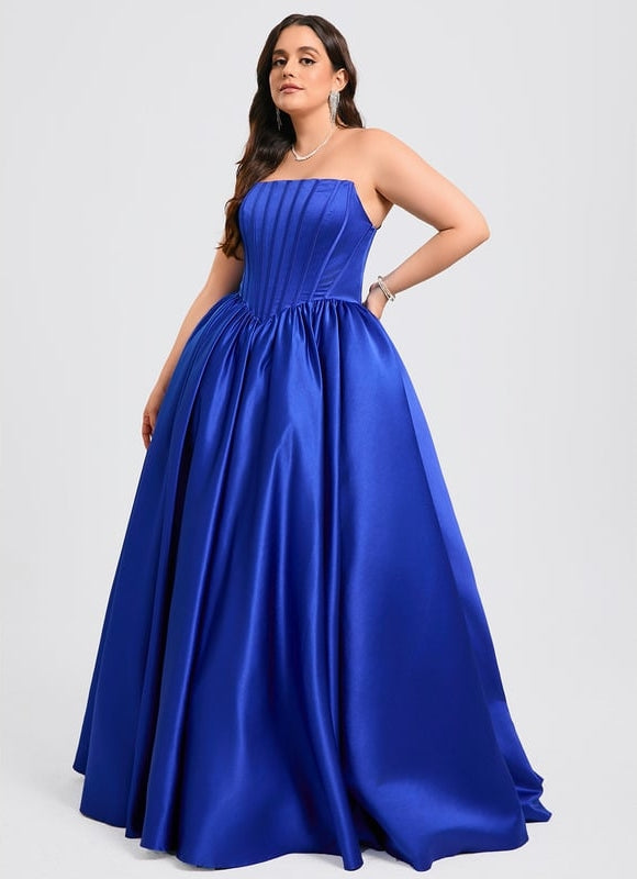 Robe de Soirée Satin Luxe Bleu - gallery 8