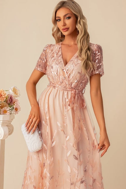 Robe De Soirée Dentelle Rose - gallery 5