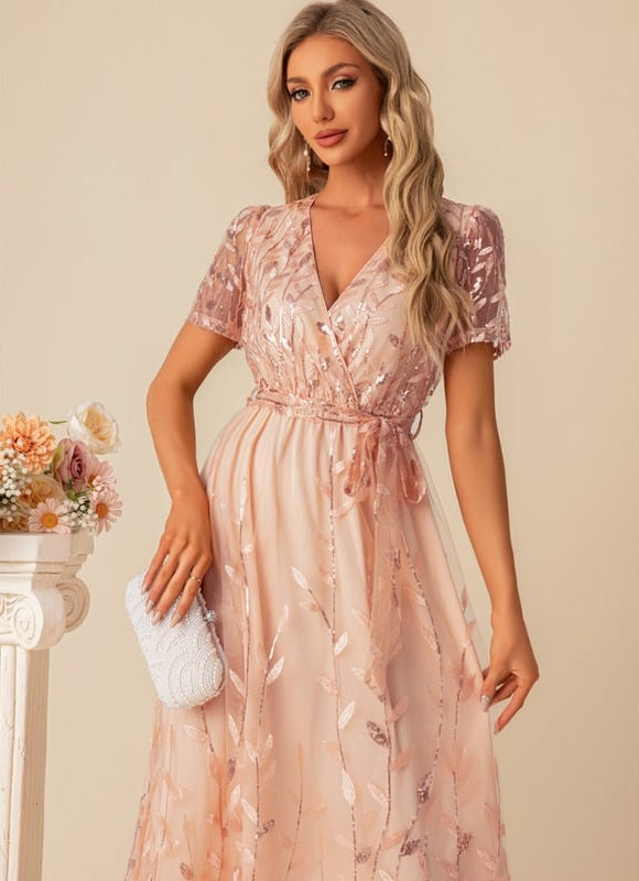 Robe De Soirée Dentelle Rose - gallery 5
