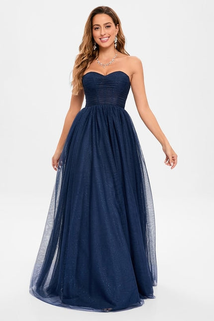 Robe de Soirée Longue Bleue Festive Collier Paillettes - gallery 4