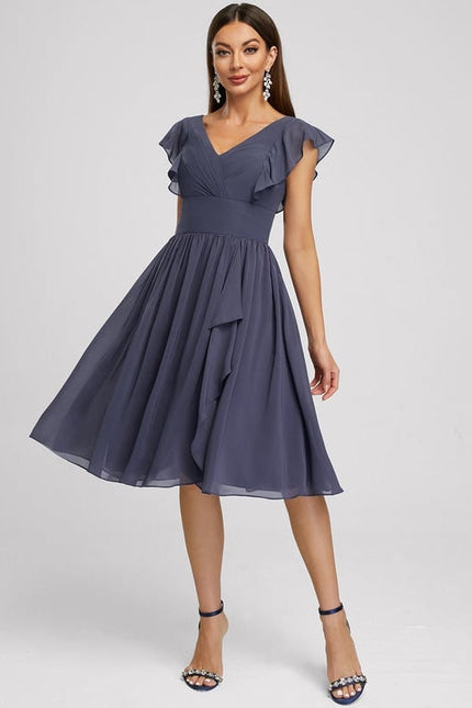 Robe De Soirée Mousseline Rouge - gallery 4