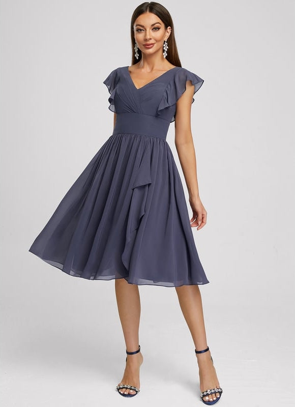 Robe De Soirée Mousseline Rouge - gallery 4