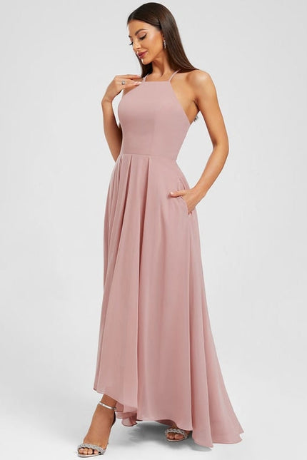 Robe de Soirée Mousseline Rose - gallery 3