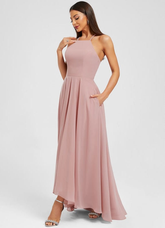 Robe de Soirée Mousseline Rose - gallery 3