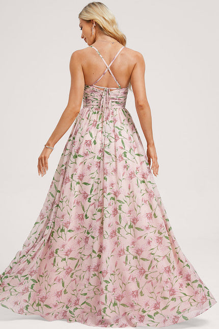 Robe de Soirée Mousseline Beige - gallery 4