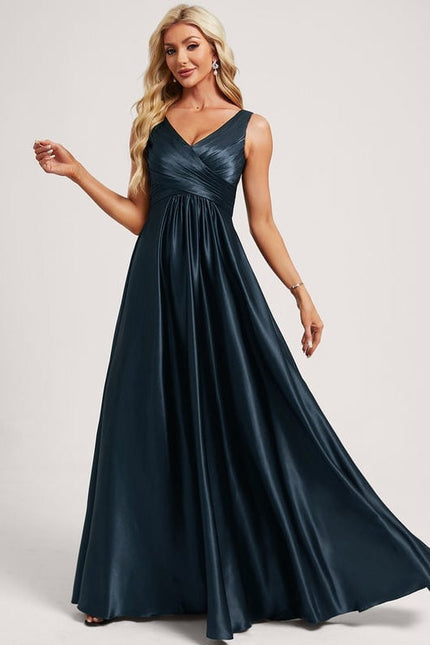 Robe de Soirée Satin Vert Pâle - gallery 2