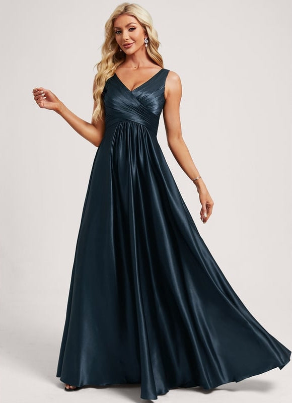 Robe de Soirée Satin Vert Pâle - gallery 2