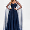 Robe de Soirée Longue Bleue Festive Collier Paillettes