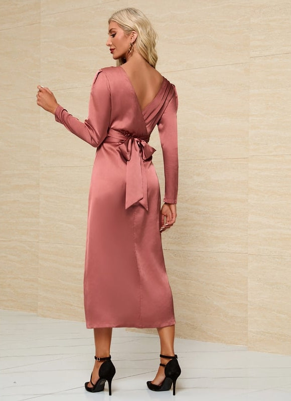 Robe de Soirée Satinée Sage - gallery 1