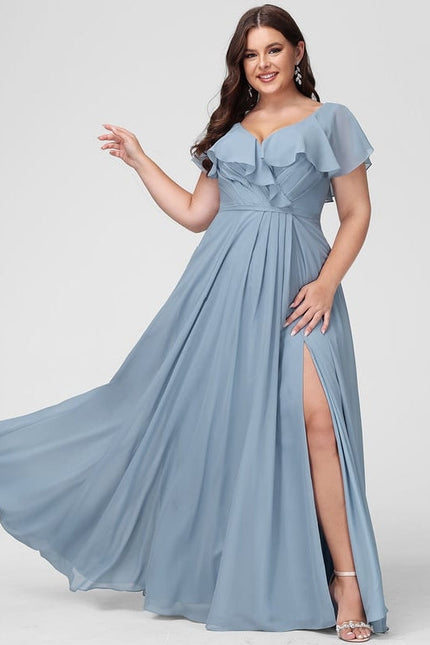Robe de Soirée Mousseline Beige - gallery 5