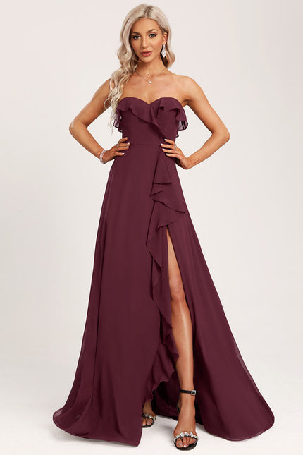 Robe de Soirée Élégance Vin Rouge