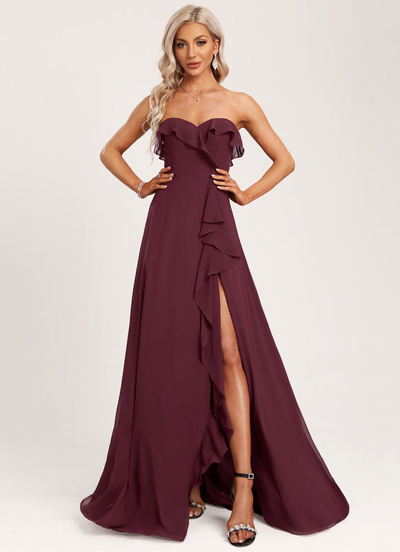 Robe de Soirée Élégance Vin Rouge