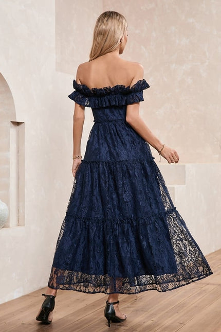 Robe de Soirée Dentelle Marine - gallery 2