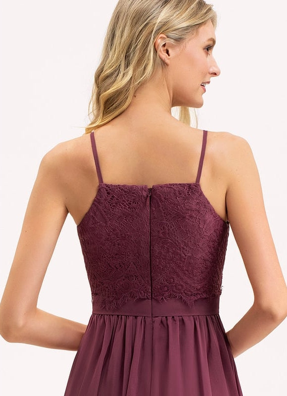 Robe de Soirée Bordeaux Dentelle Élégante - gallery 5