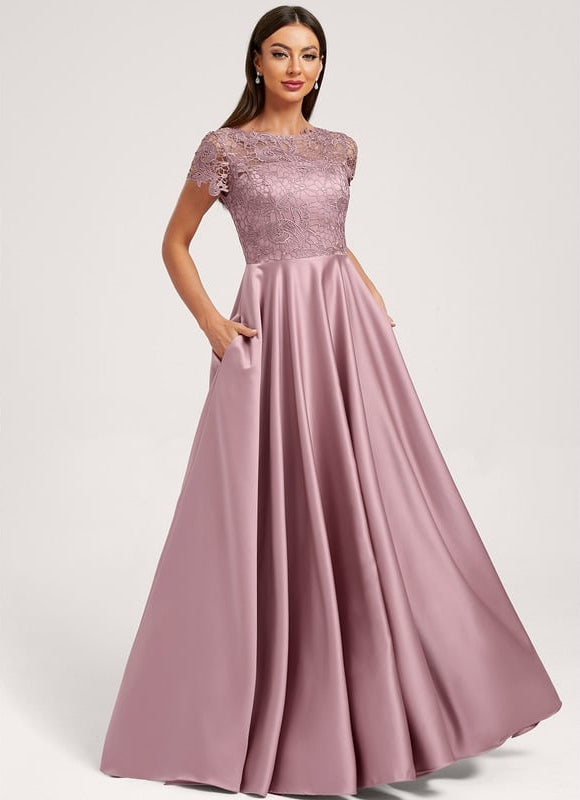 Robe de Soirée Satin Lilas Élégante