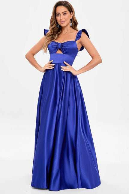 Robe de Soirée Satin Bleu Royal - gallery 2