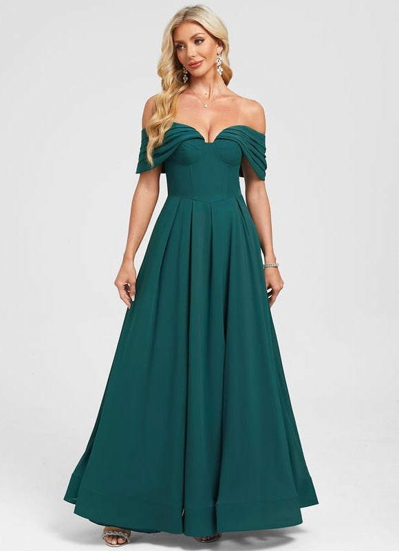 Robe de Soirée Longue Émeraude Plissée - gallery 4