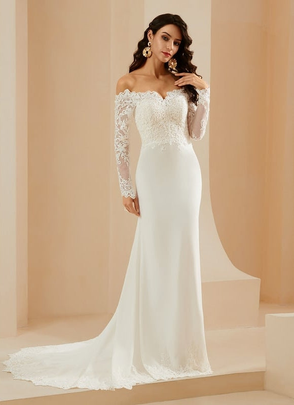 Robe de Soirée Écrue Dentelle