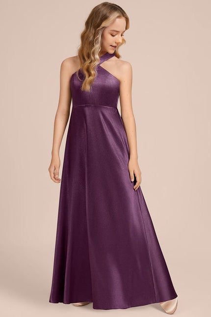 Robe de Soirée Violet Satiné Chic - gallery 1