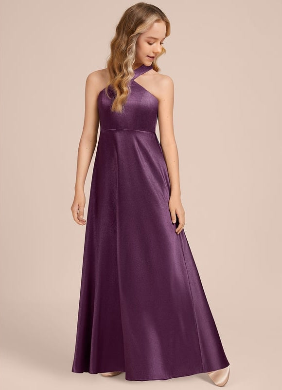 Robe de Soirée Violet Satiné Chic - gallery 1