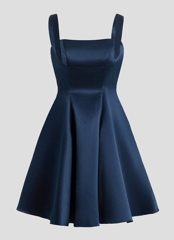 Robe de Soirée Satinée Marine