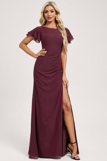Robe de Soirée Longue Bordeau Chic - gallery 2
