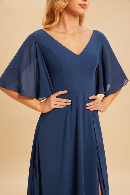 Robe de Soirée Mousseline Beige - gallery 5
