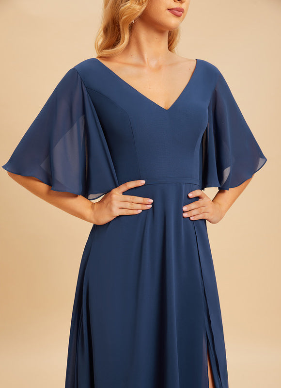 Robe de Soirée Mousseline Beige - gallery 5