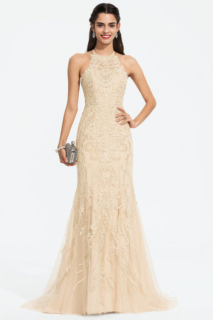 Robe de Soirée Sirène Écrue - gallery 1