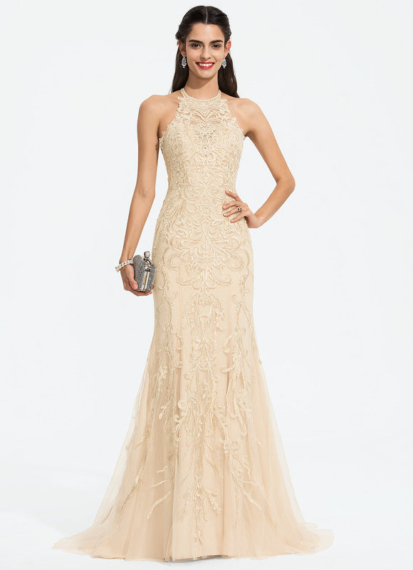 Robe de Soirée Sirène Écrue - gallery 1