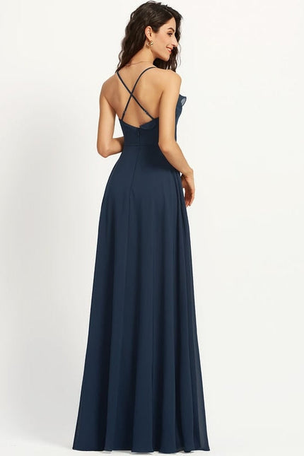 Robe de Soirée Mousseline Beige - gallery 4