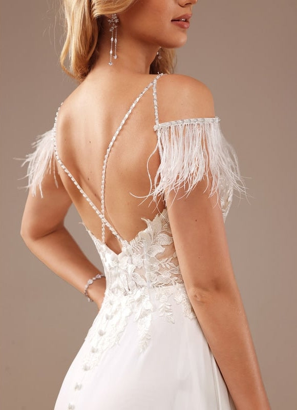 Robe de Soirée Élégance Plume Blanche - gallery 2