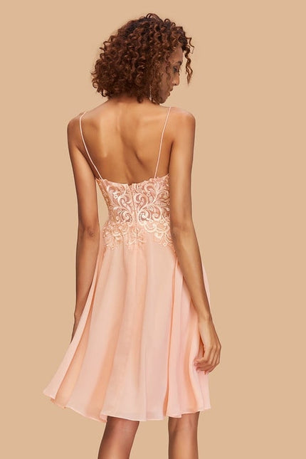 Robe de Soirée Pêche Éclatante - gallery 1