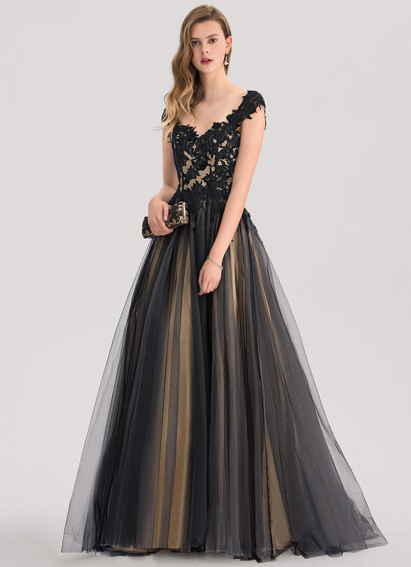 Robe De Soirée Longue Élégante Noir - gallery 1