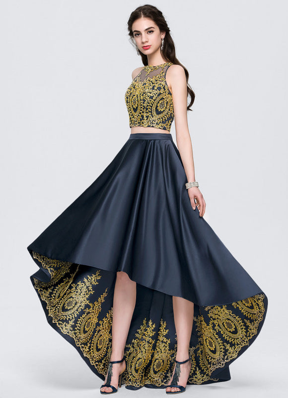 Robe de Soirée Éclat Doré Asymétrique