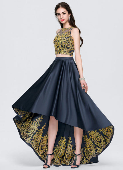 Robe de Soirée Éclat Doré Asymétrique