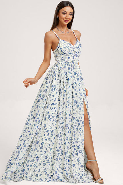 Robe de Soirée Mousseline Beige - gallery 3